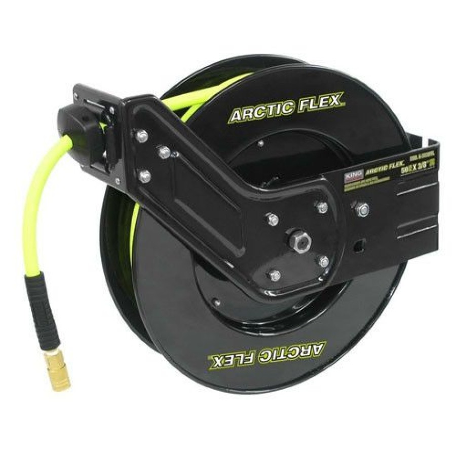 Air Tools * | Buy King Canada K-5038Frl 50 Ft X 3/8 Retractable Air Hose Reel With Hybrid Polymer Air Hose