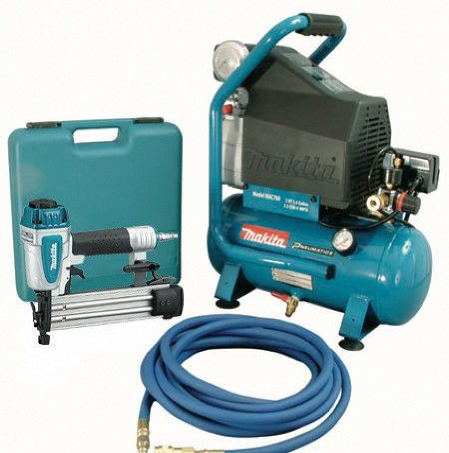 Air Tools * | Cheapest Makita Mac700-Kit3 2 Hp Air Compressor And Brad Nailer Kit